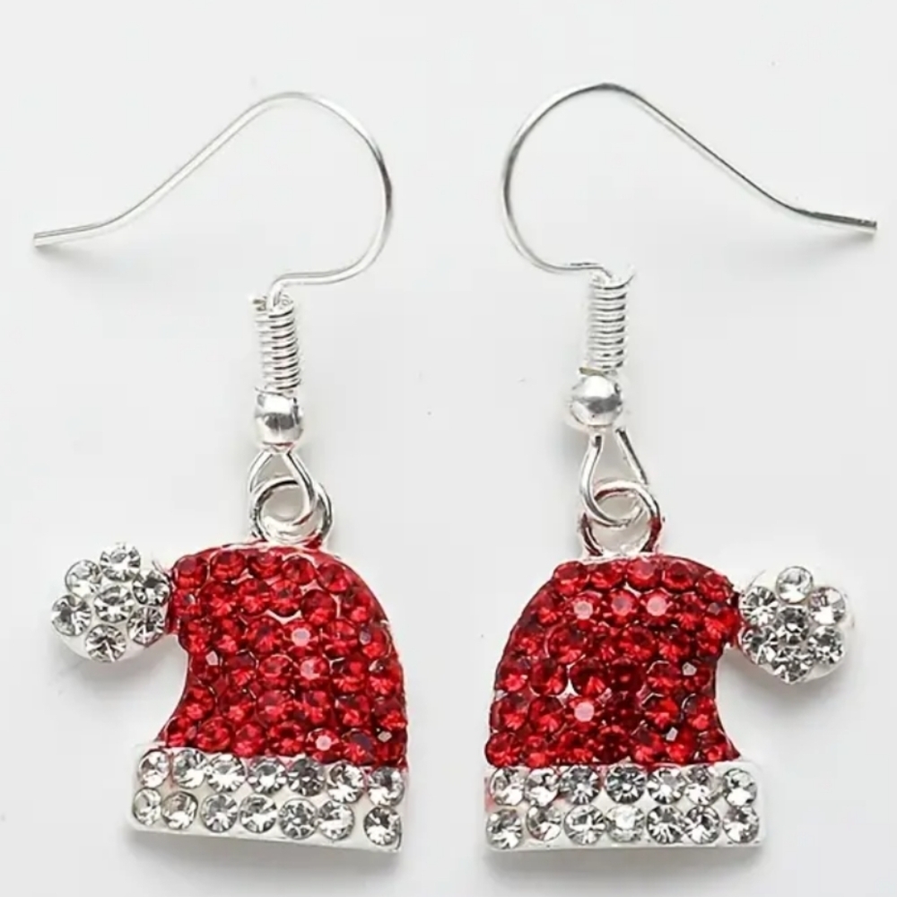 3/$15 Christmas Santa Hat Earrings fun festive for and party - Picture 3 of 4